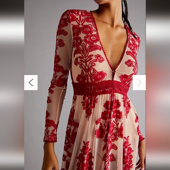 Free People Temecula Dress For Love & Lemons Maxi  Barberry M NWT 8 sold out! - Picture 3 of 5